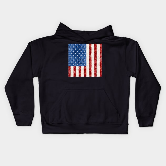 Rustic, Distressed Vertical US  Flag Design Kids Hoodie by Roly Poly Roundabout